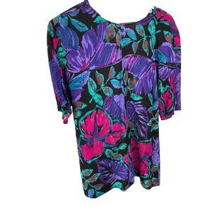 Vintage Ellen Figg size 8 botanical print padded should top